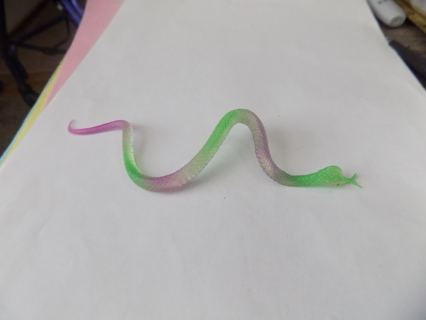 5 inch rubber green and purple snake toy