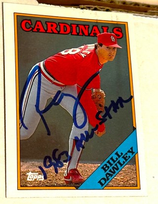 Autographed Topps 1988 509 Bill Dawley Cardinals /With 1983 All Star Inscription