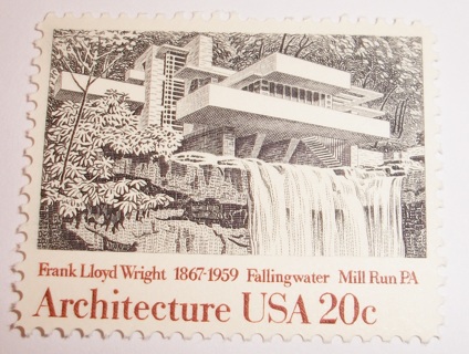 Scott #2019, Architecture, Falling Water, One Useable 20¢ US Postage Stamp