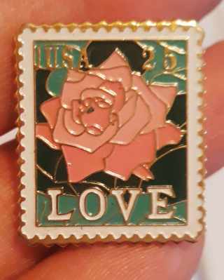 25 cent Flower Love Stamp tack pin/brooch