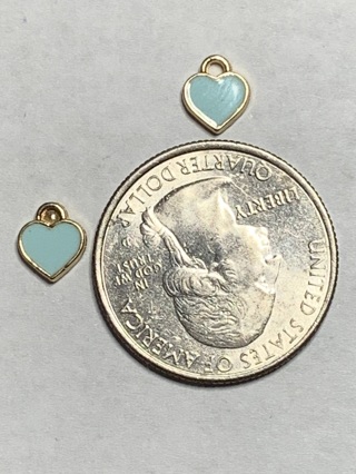 MINI HEART CHARMS~#2~BABY BLUE~SET OF 2 CHARMS~FREE SHIPPING!