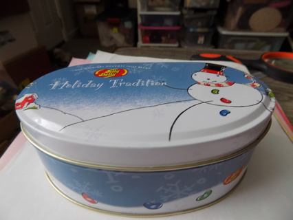 Jelly Belly Holiday Traditions Snowman tin 6 x 2 1/2