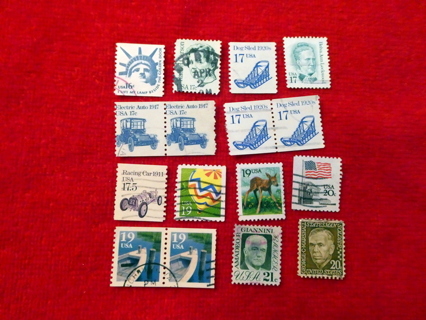  16 - different 17c thru 21c U.S. Postage Stamps.