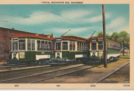 Vintage Unused Postcard: Linen: Typical Rochester Rail Equipment