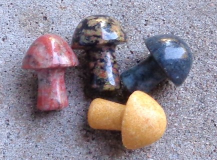 New Lot x4 Mini Tiny Stone Mushrooms Color Variety