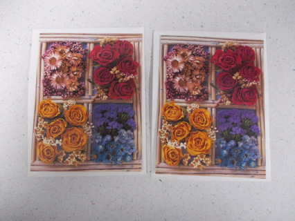 FLOWERS Note Cards with Envelopes Qty. 2