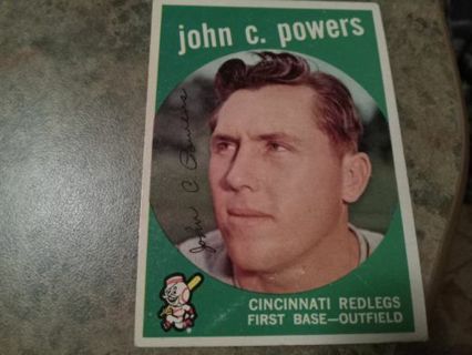 1959 T.C.G. JOHN C. POWERS CINCINNATI RED LEGS BASEBALL CARD# 489