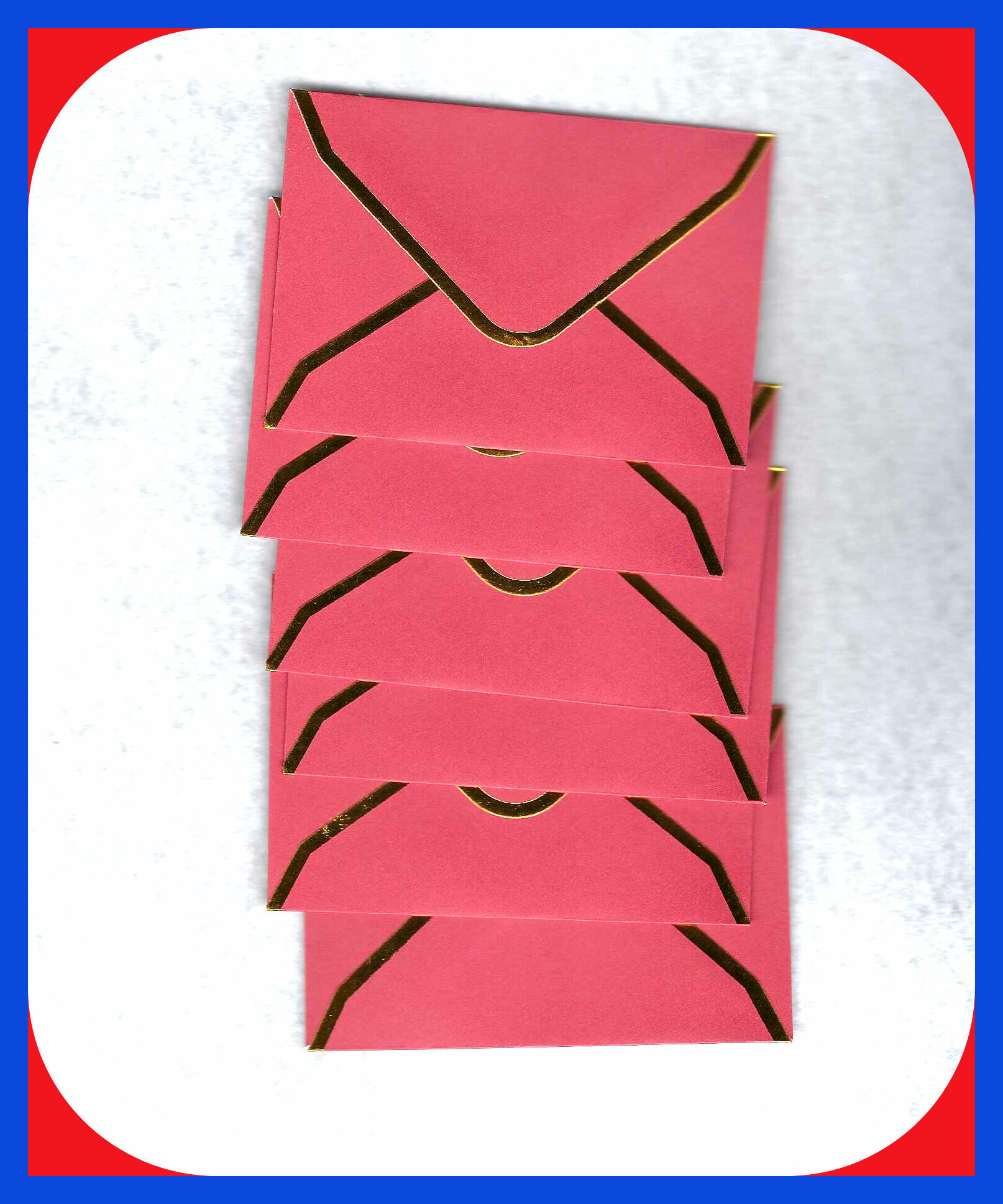 Free: Mini GIFT CARD Envelopes Red & Gold Trim, Gummed, 2-3/4 x 4 Inch