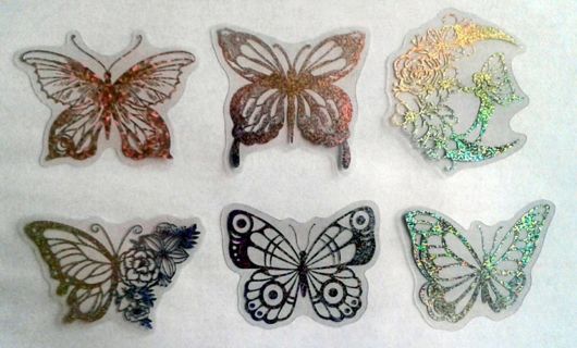 Six Holographic Butterfly Stickers