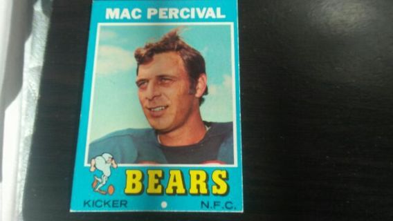 1971 TOPPS MAC PERCIVAL CHICAGO BEARS FOOTBALL CARD# 176