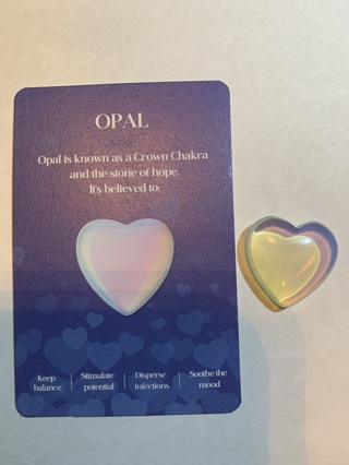 ♥♥HEALING STONE~OPAL~COMES WITH INFO CARD~HEART-SHAPED~FREE SHIPPING♥♥