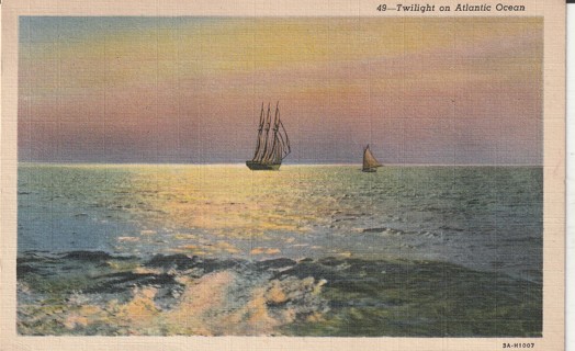 Vintage Used Postcard: (z): 1942 Twilight on Atlantic Ocean