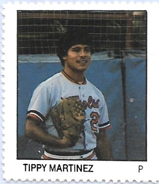 1983 Fleer Stamps #115 Tippy Martinez Baltimore Orioles