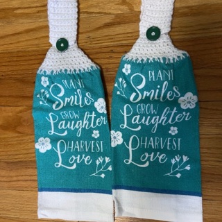 BN Pair of Hand Crochet Kitchen Towels .