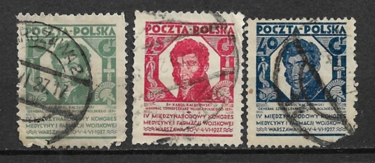 1927 Poland Sc246-8 4th Intl. Congress of Military Medicine and Pharmacy, Warsaw used C/S of 3