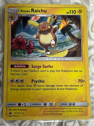 Pokémon TCG Alolan Raichu Holo 31/111 