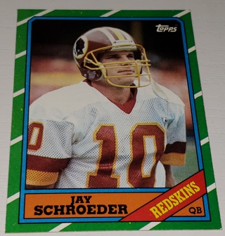 ♨️♨️ 1986 Topps Jay Schroeder Rookie Football card # 172 Washington Redskins ♨️♨️ 