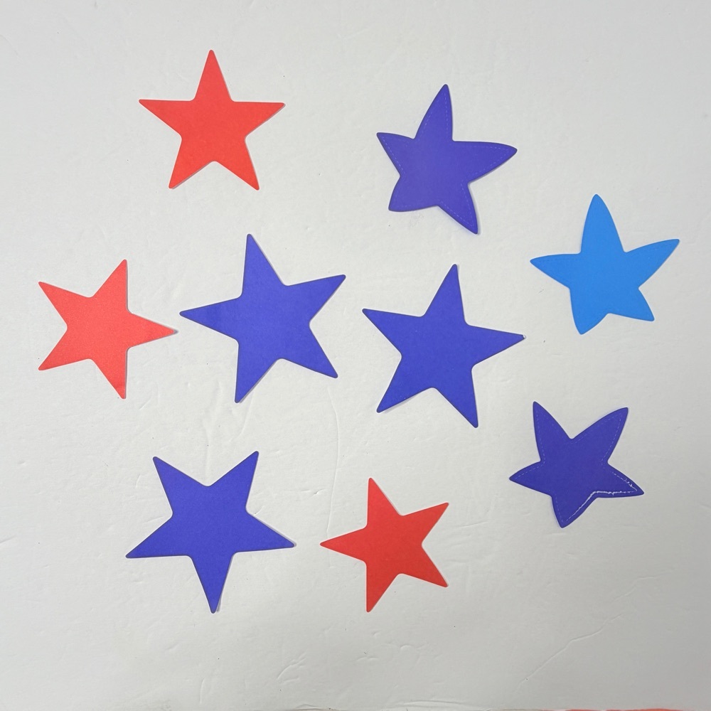 Free: Red Blue Star Card Stock Cut Outs Shapes 