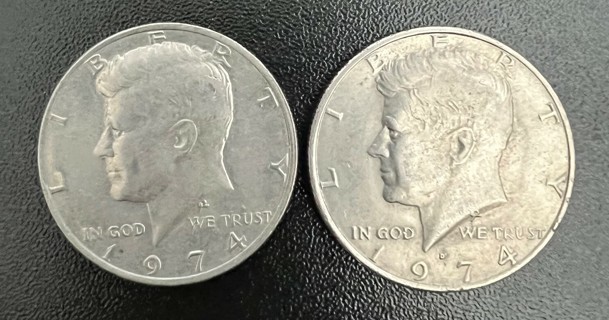 Two 2 EA 1974 Kennedy Half Dollar Coins & ONLY 1 PT STARTING BID!