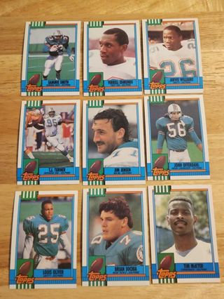 9 Card lot 90 Topps Dolphins