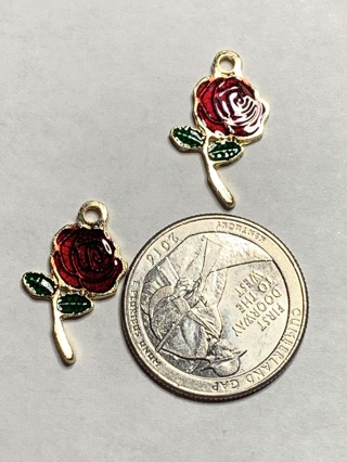 DARK RED ROSE CHARMS~#3~SET OF 2~FREE SHIPPING!