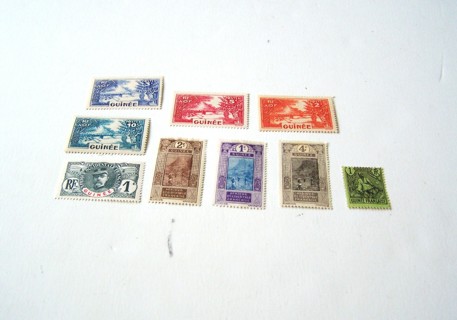 French Guinea Postage Stamps unused set of 9