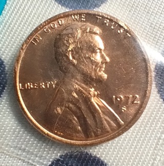 COIN 1972 S PENNY UNCIRCULATED IN ORIGINAL SEALED MINT PACKAGE 51 YEARS OLD FANTASTIC LOOK.