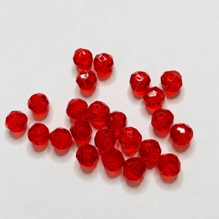 8mm Red Faceted Round Acrylic Beads 