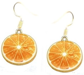 GP ENAMEL ORANGE  SLICE  EARRINGS #4 (PLEASE READ DESCRIPTION