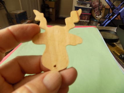 Wooden cut out  reindeer head ornament ready to paint 2 1/2 inch