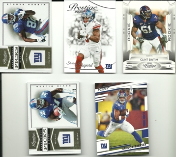 Fun Pack Football Cards: Five New York Giants Football Trading Cards 2023 and older 