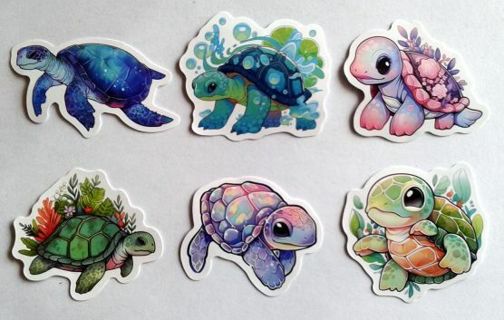 Six Sea Turtle Vinyl Stickers
