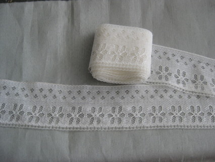 White floral lace/ribbon, 1.5" x 72", sewing. cloths décor. New off the spool 