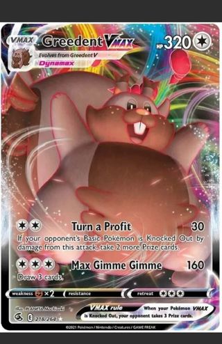 NM Ultra Rare Greedent VMAX Textured Full Art Pokemon card TCG SWSH