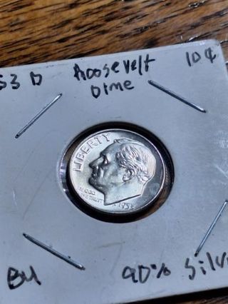 1953 D Roosevelt dime BU 90% Silver