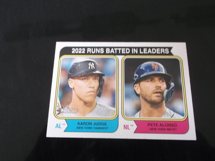 mlb 2023 Topps Heritage 2022 Runs Batted In Leaders Aaron Judge & Pete Alonso   card #  203