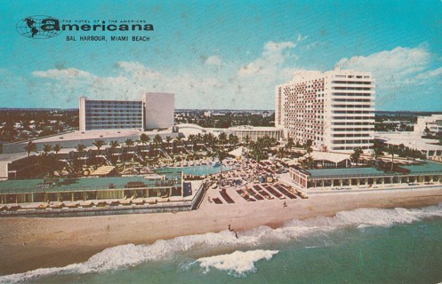 Vintage Unused Postcard: o: The Americana Hotel, Bal Harbor, Miami Beach, FL