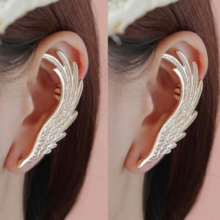 NEW (2-Pack) Angel Wing Feathers Golden Ear Clip Left Ear Cuff Clip (No Piercing) FREE SHIPPING