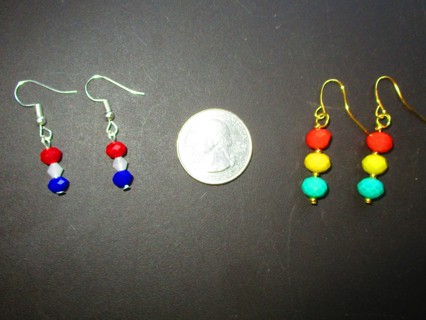 2 Sets of Opaque Crystal Earrings - Patriot Colorsic & Traffic Lights