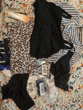 New Victoria secret 6 panties size large s etc  and + shirt mary kay mascara etc