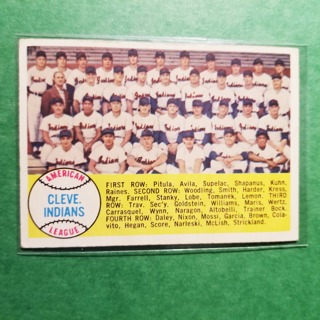 1958 - TOPPS EXMT - NRMT BASEBALL - CARD NO. 158 - CLEVELAND TEAM - INDIANS - BV =$15