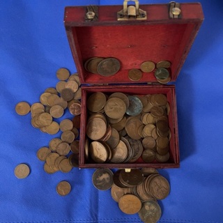 Treasure Chest full of Wheat cents & British Pennies 