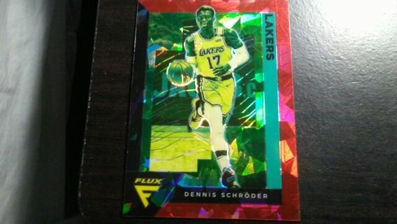 2020/2021 PANINI FLUX PRIZM CRACKED ICE RED DENNIS SCHROEDER LOS ANGELES LAKERS BASKETBALL CARD# 82