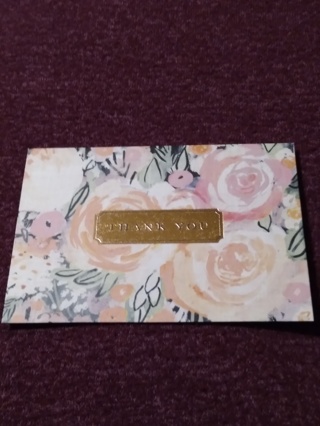 Pink Floral THANK YOU Notecard