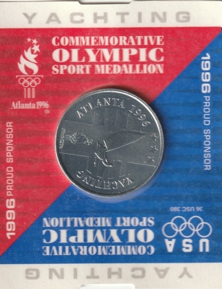 USA Commemorative Olympic Yachting Sport Medallion 1996 Atlanta 