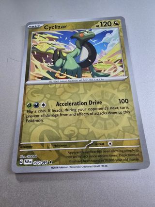 Pokemon Cyclizar reverse holo rare card 070/091