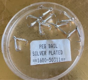 8 silver plated peg bails for attaching jewelry 