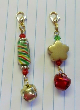 (2) Jingle Bell Clip-on Charms or Pet Dangles NEW Handmade