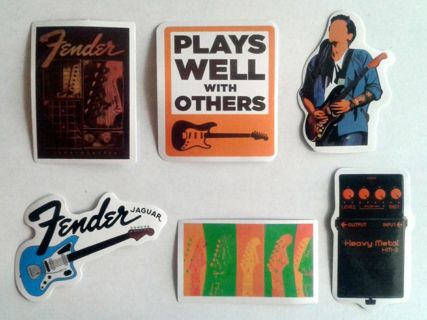 Six Guitar Vinyl Stickers