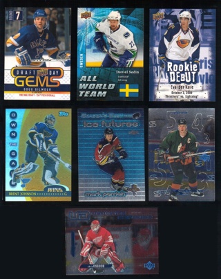 Hockey 7 different Insert Cards - Stars and Rookies - All Listed